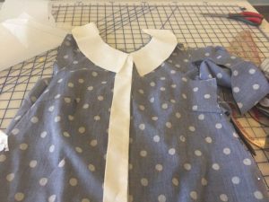 Lutterloh chambray blouse military